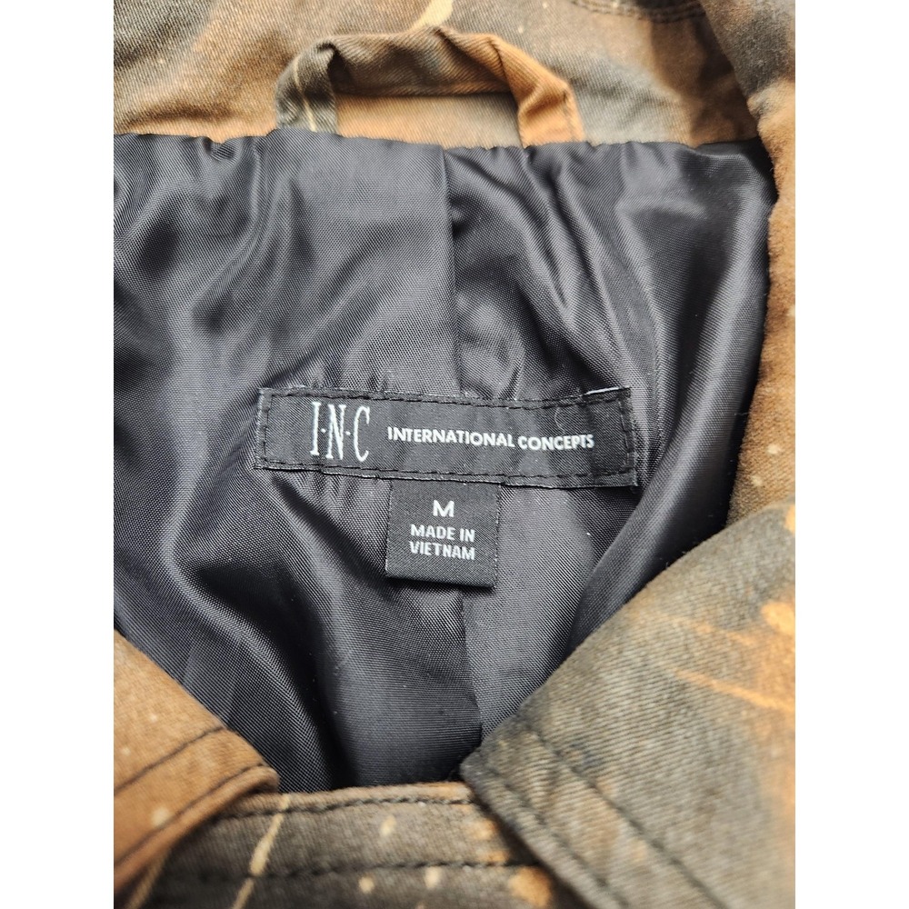 INC International Concepts Jacket Mens Medium Brown Camo Canvas Military Field - Picture 3 of 12